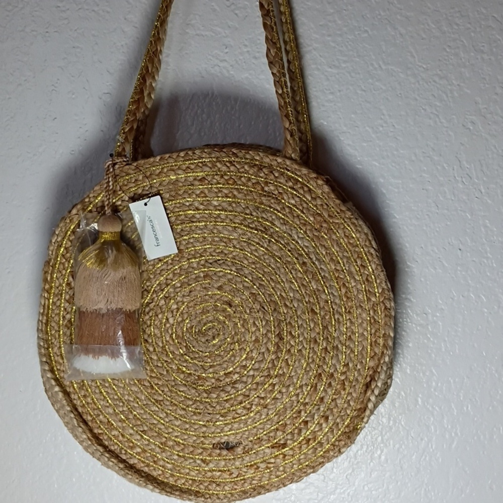 Francesca's Collections Gold and Tan Jute Tote - Picture 14 of 14